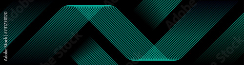 Abstract glowing geometric lines on dark background. Futuristic technology concept for AI and all Digital Communications. photo