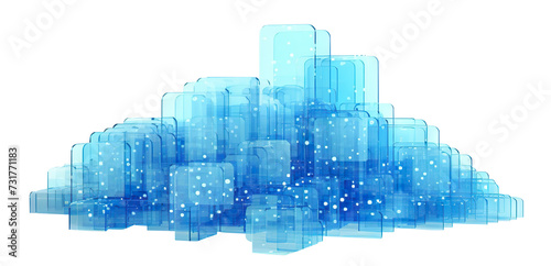 Blue digital cloud cut out. Concept of cloud server, storage and data