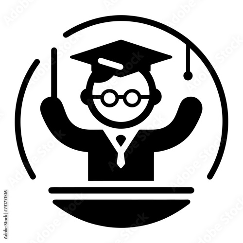 Professor and pulpit vector icon illustration isolated on white background