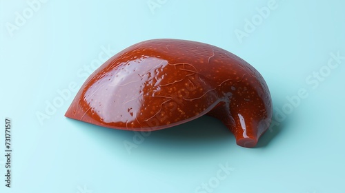 A fat, diseased liver on a blue background photo