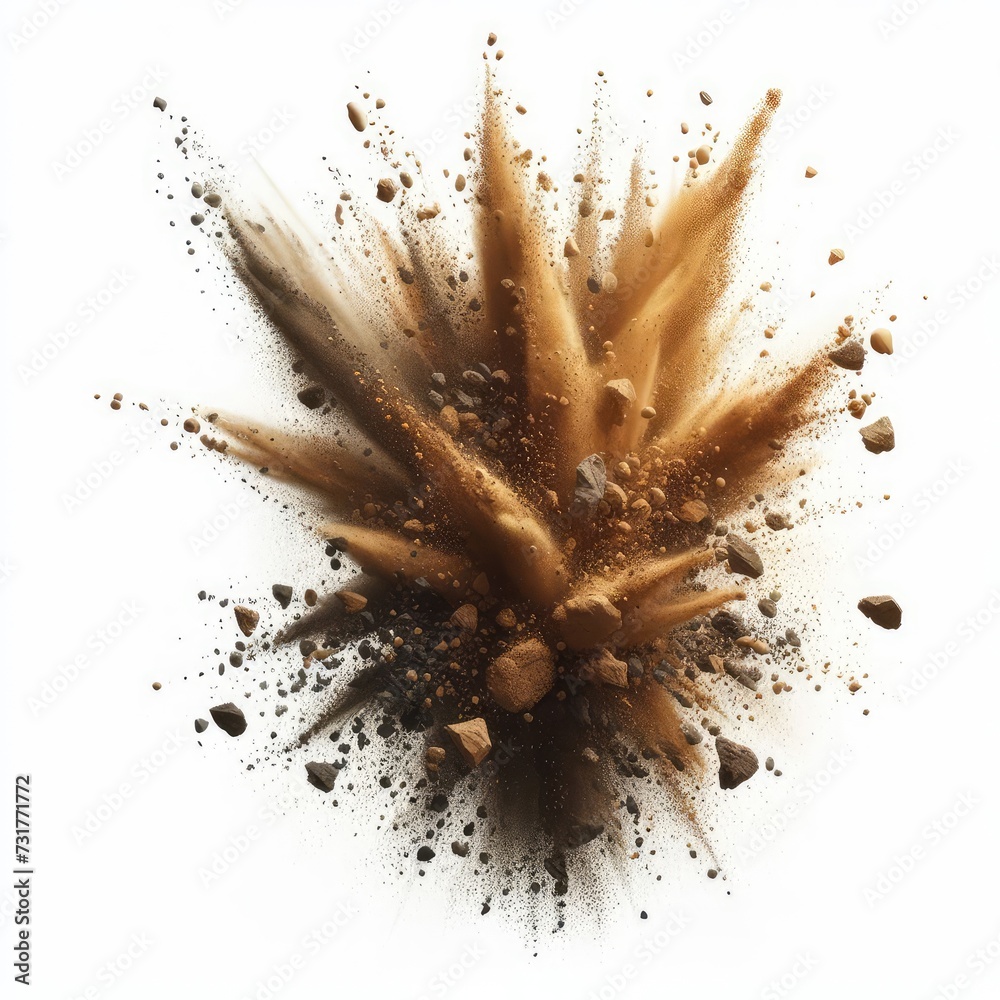 pille of scattered soil or dirt isolated on white background pille of scattered soil or dirt isolated on white background