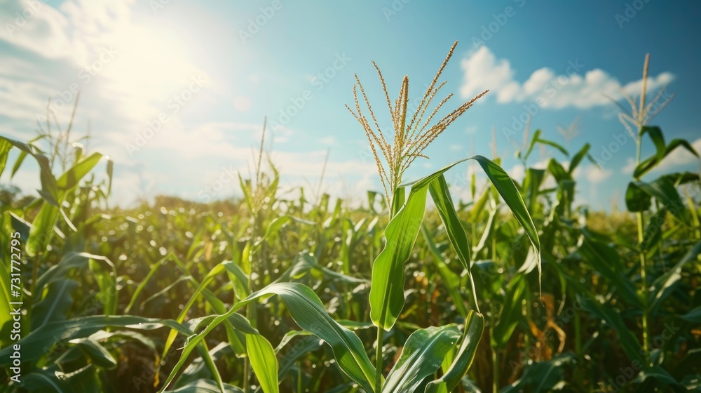 Corn cobs in corn plantation field Corn cobs in corn plantation field