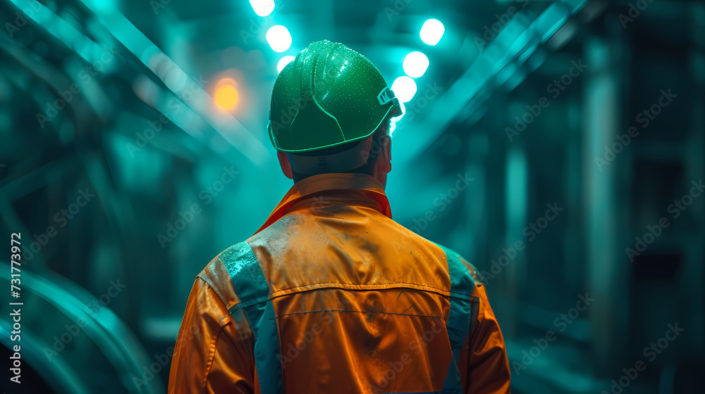 Fototapeta premium An Engineer wearing safety hat turning toward his back (1)