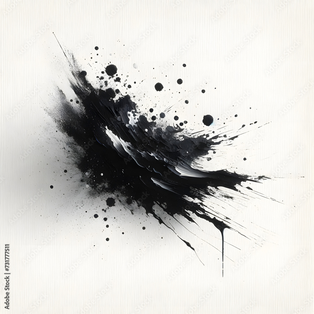black splat on white paper, ink blob, video element, paintbrush black splat on white paper, ink blob, video element, paintbrush