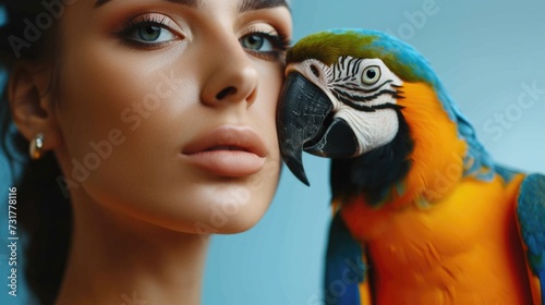 Woman with a parrot