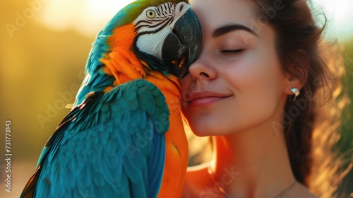 Woman with a parrot