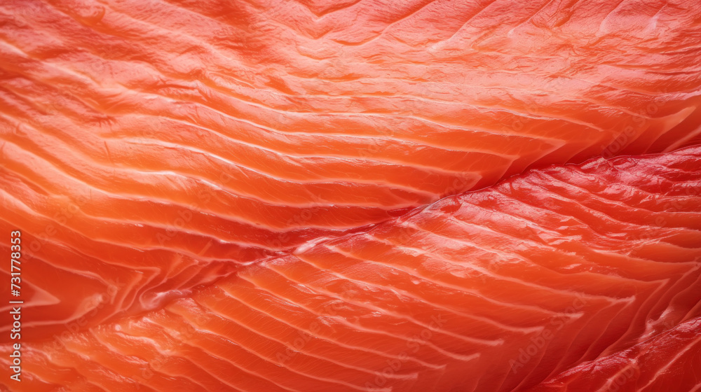 Close-up of raw fresh salmon sashimi structure. Food fish background. Generative AI