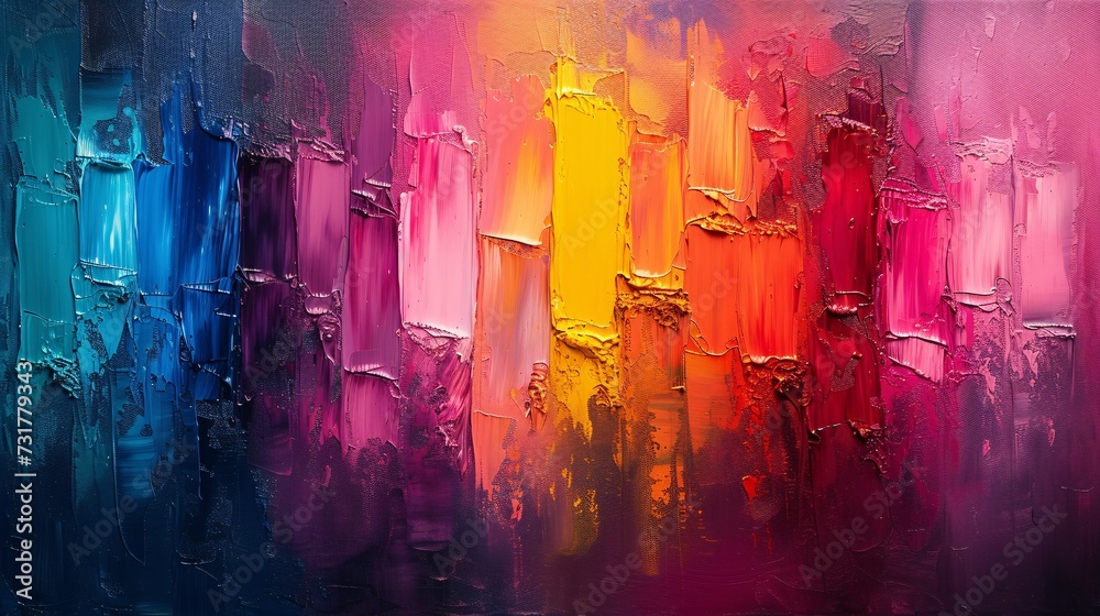 Colorful Abstract Artwork with a Pop of Pink, Yellow, and Orange Generative AI