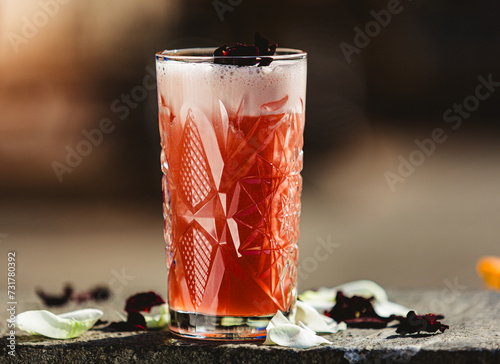 Photography The Singapore Sling cocktail. Shallow dof.