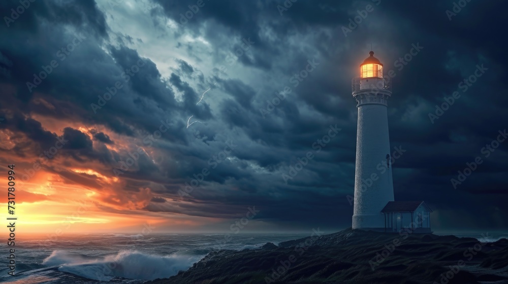 Lighthouse in a thunderstorm