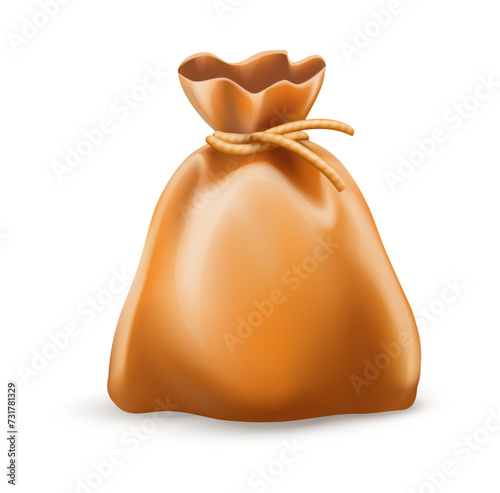 Full sack tied with rope. Agricultural products and farming harvest storage. Isolated on white background. Vector illustration.