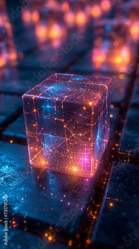 Glowing Neon Cube: A Futuristic, Ethereal, and Vibrant Display Generative AI