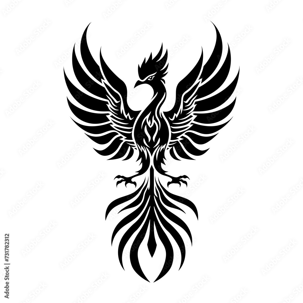 Silhouette Phoenix the fire bird full body black color only Silhouette Phoenix the fire bird full body black color only