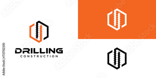 Simple drilling logo design with modern style| premium vector