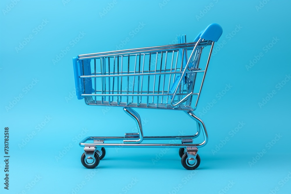 Shop-a-thon Shopping Cart: A Blue and Silver Cart for Easy Shopping Generative AI