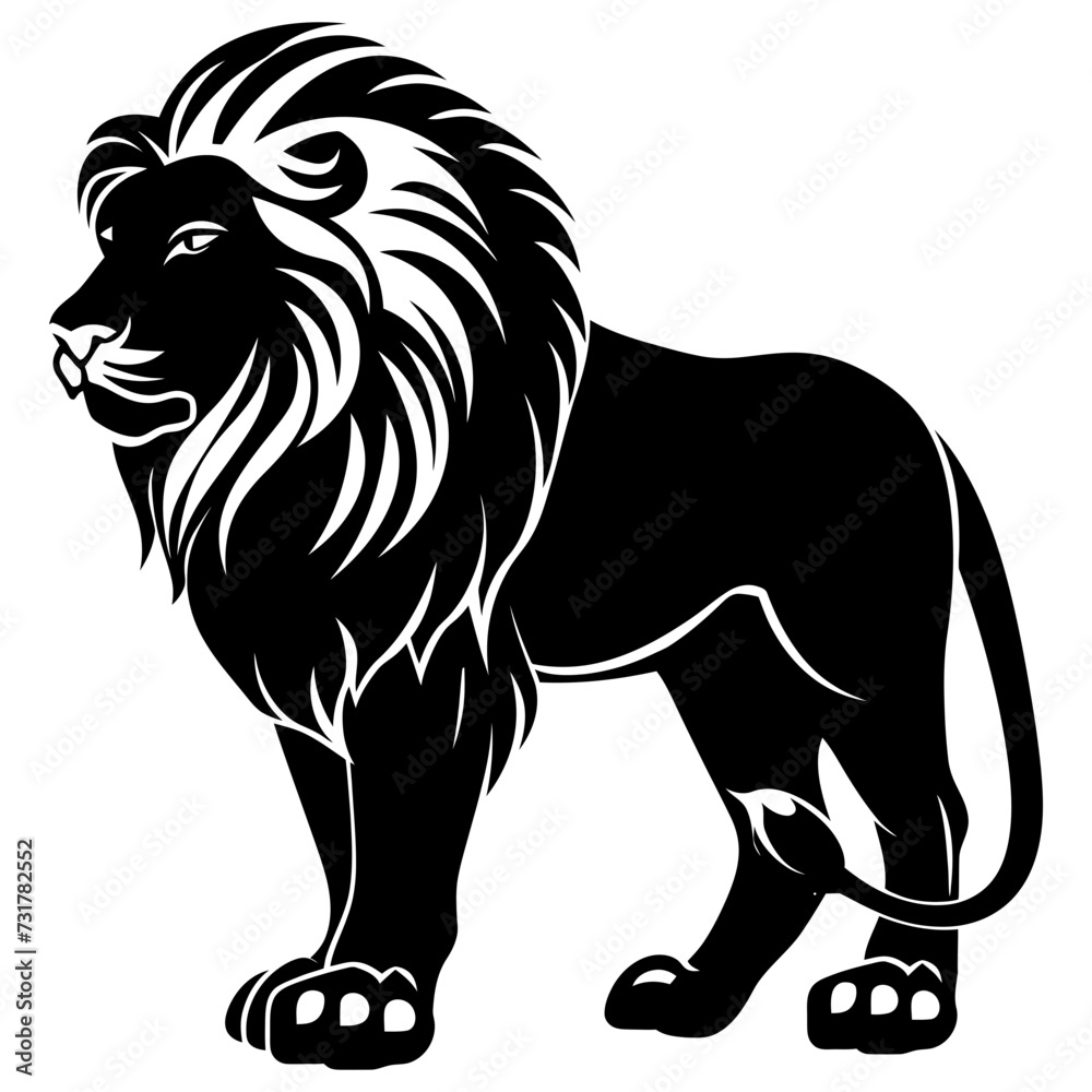 Silhouette lion black color only Silhouette lion black color only