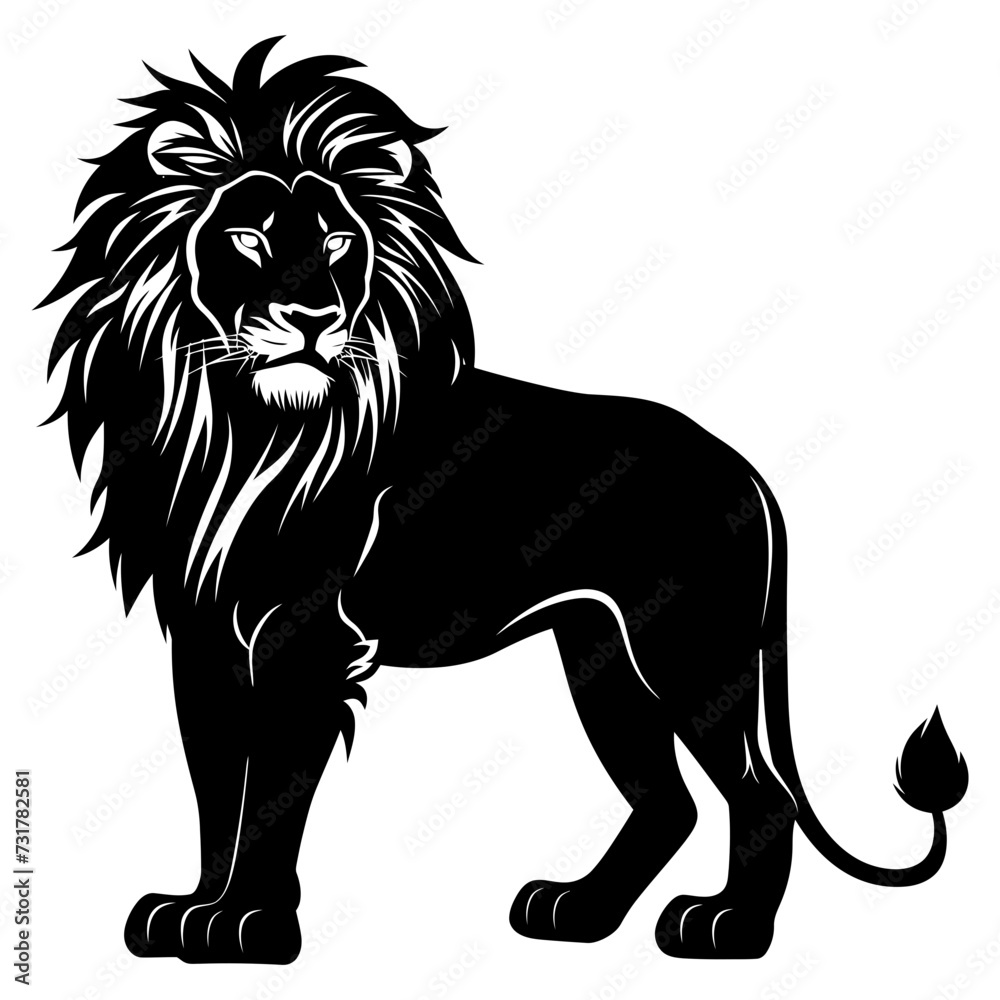 Obraz premium Silhouette lion black color only