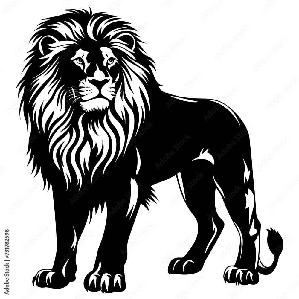 Fototapeta premium Silhouette lion black color only