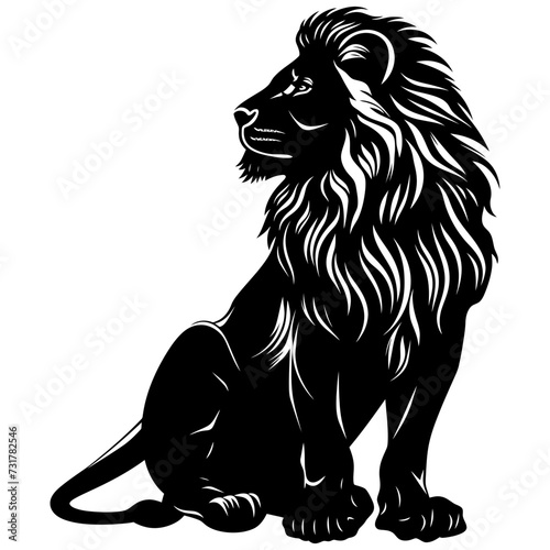 Silhouette lion black color only