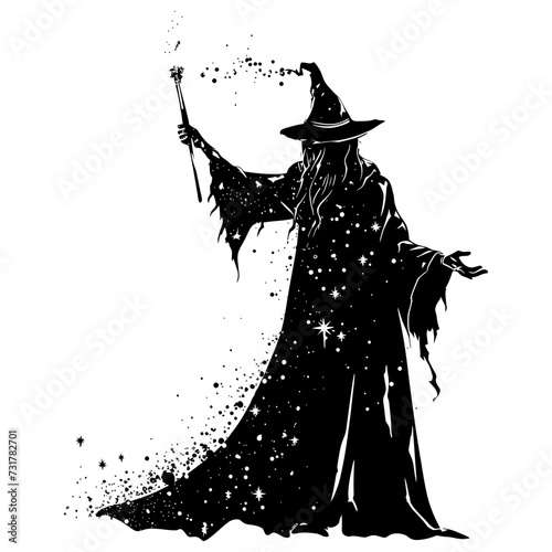Silhouette mage full body black color only