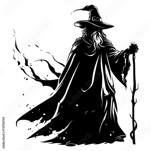 Silhouette mage full body black color only