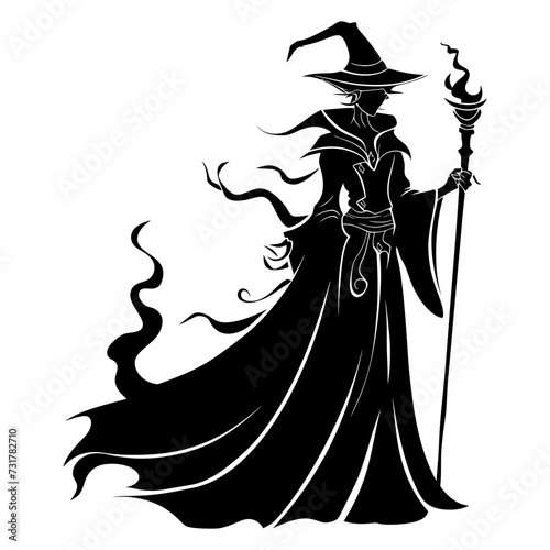 Silhouette mage full body black color only