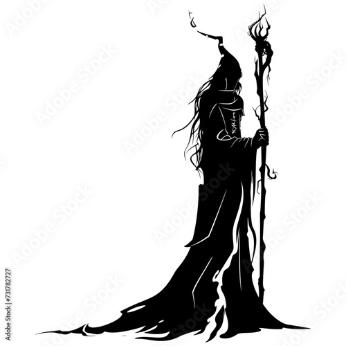 Silhouette mage full body black color only