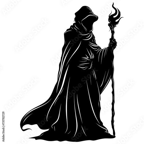 Silhouette mage full body black color only