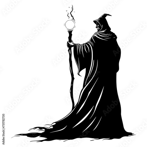 Silhouette mage full body black color only