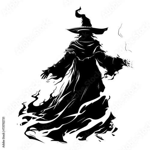 Silhouette mage full body black color only