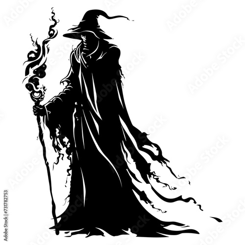 Silhouette mage full body black color only
