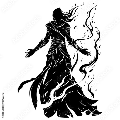 Silhouette mage full body black color only