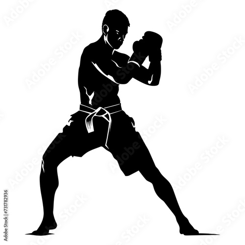 Silhouette muay thai full body black color only