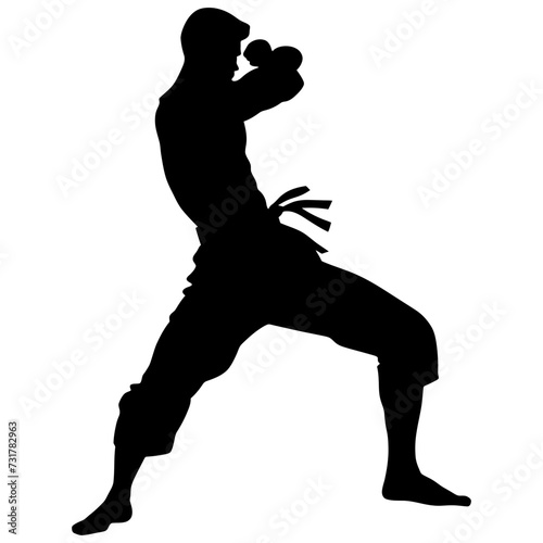 Silhouette muay thai kick full body black color only