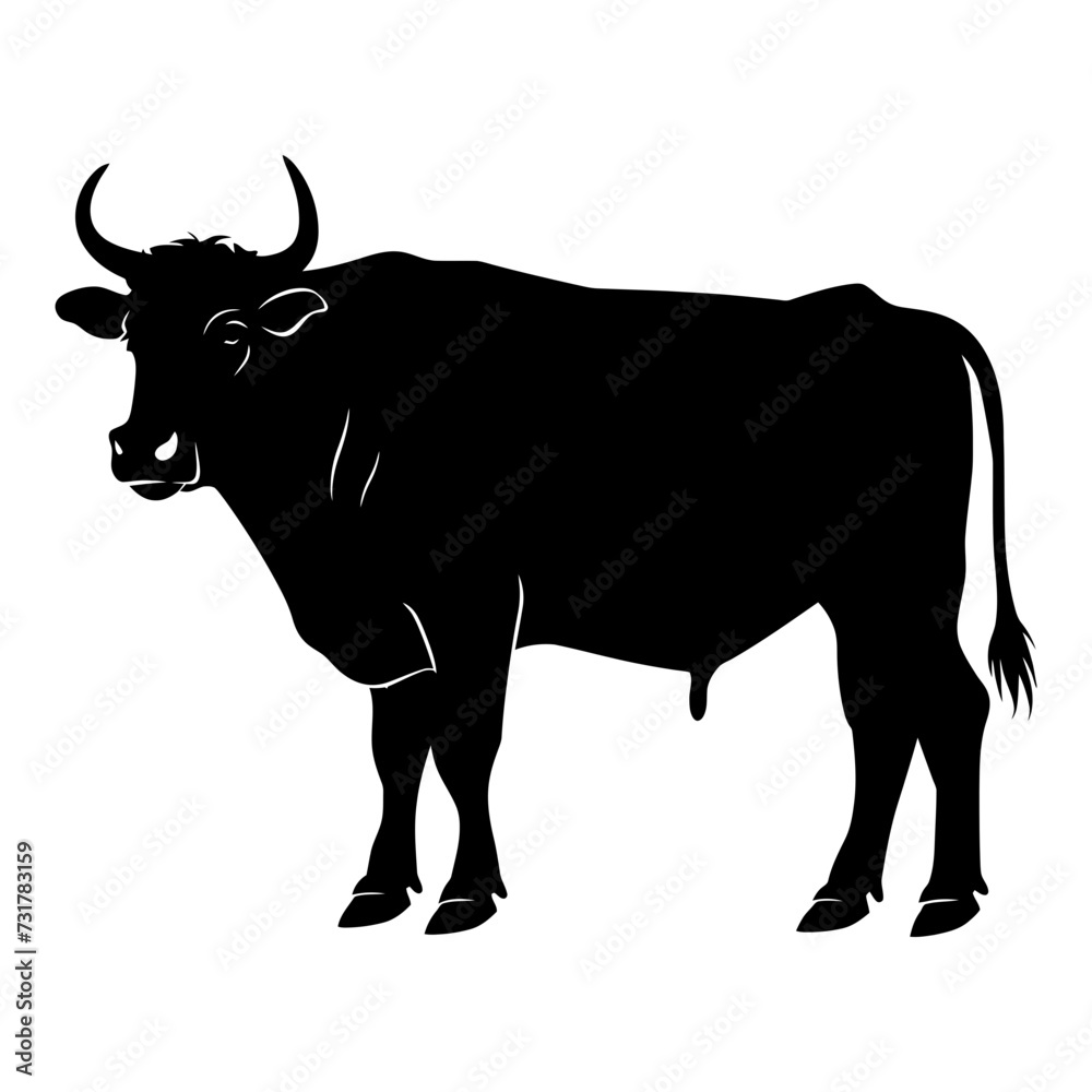 Silhouette ox or cow black color only