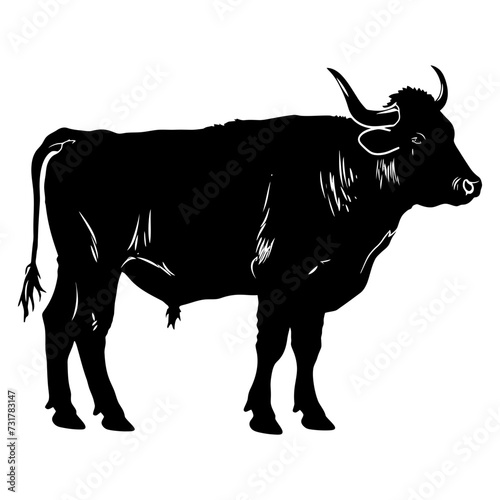 Silhouette ox or cow black color only
