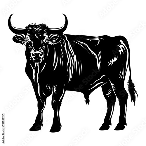 Silhouette ox or cow black color only