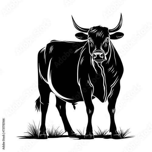 Silhouette ox or cow black color only