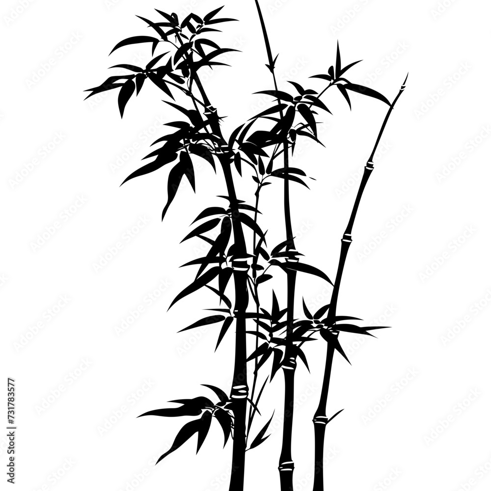 Silhouette bamboo full body black color only Silhouette bamboo full body black color only