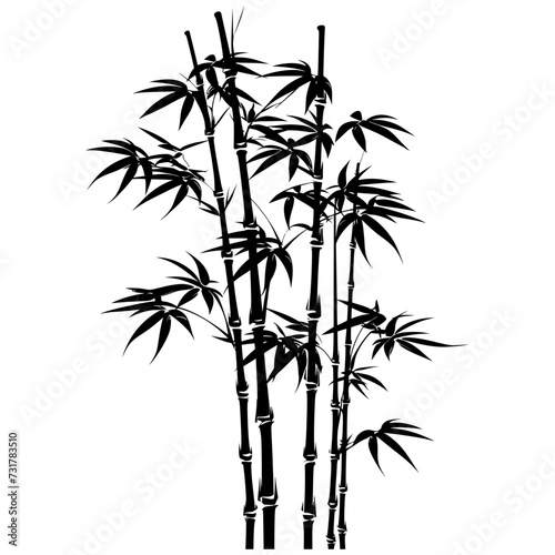 Silhouette bamboo full body black color only