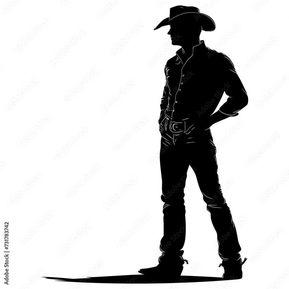 Silhouette cowboy full body black color only Silhouette cowboy full body black color only