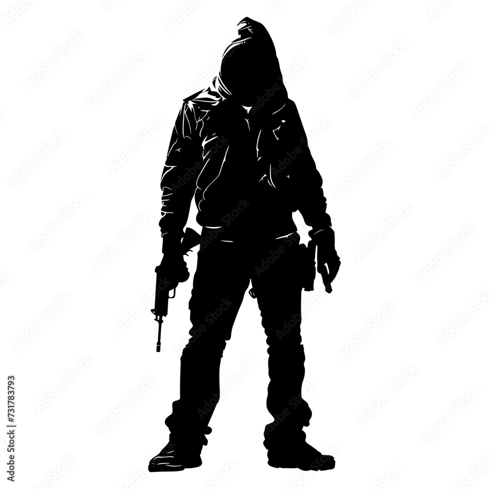 Silhouette assassin full body black color only Silhouette assassin full body black color only