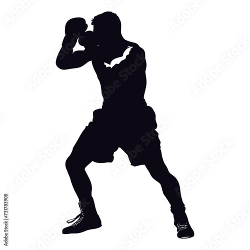 Silhouette boxing hit full body black color only