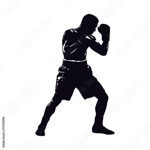 Silhouette boxing hit jab full body black color only