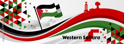 Western sahara independence day background banner poster for national celebration on february 27.

