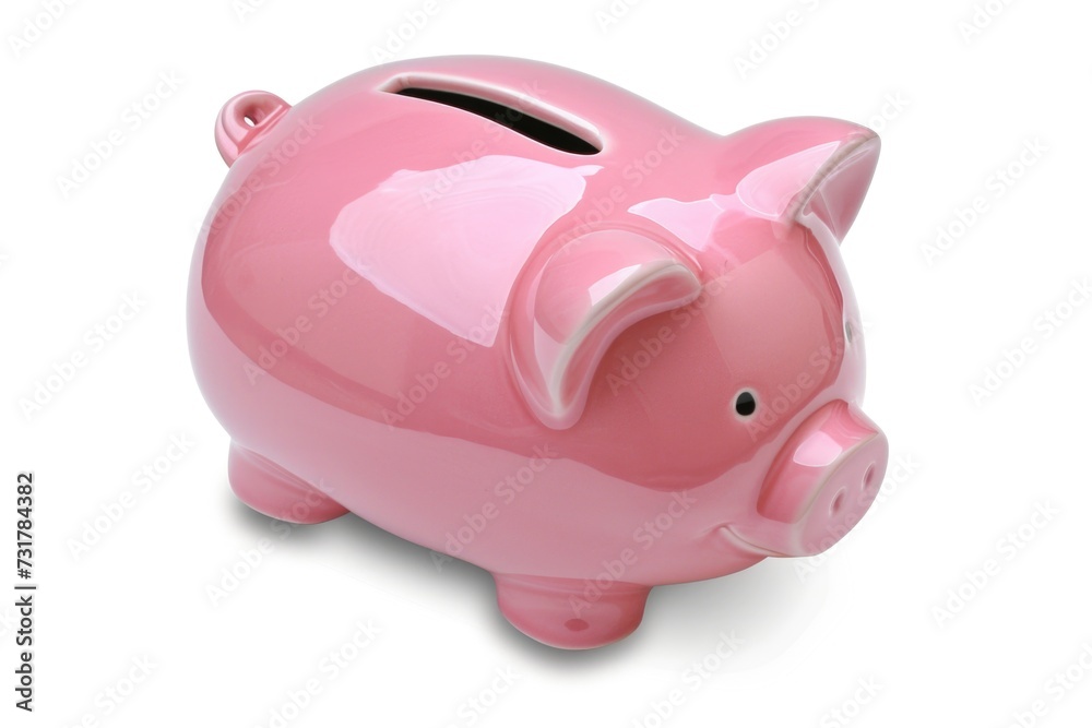Pink Piggy Bank Isolated on White Background with Copy Space Pink Piggy Bank Isolated on White Background with Copy Space