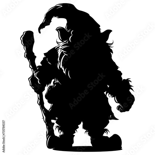 Silhouette dwarf mythical race from game black color only