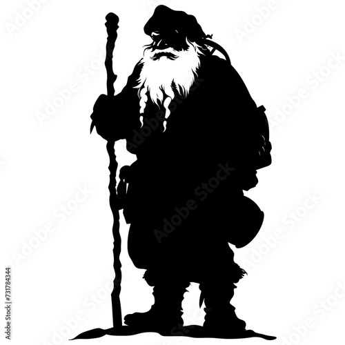 Silhouette dwarf mythical race from game black color only