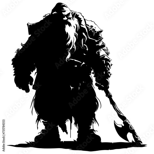 Silhouette dwarf mythical race from game black color only
