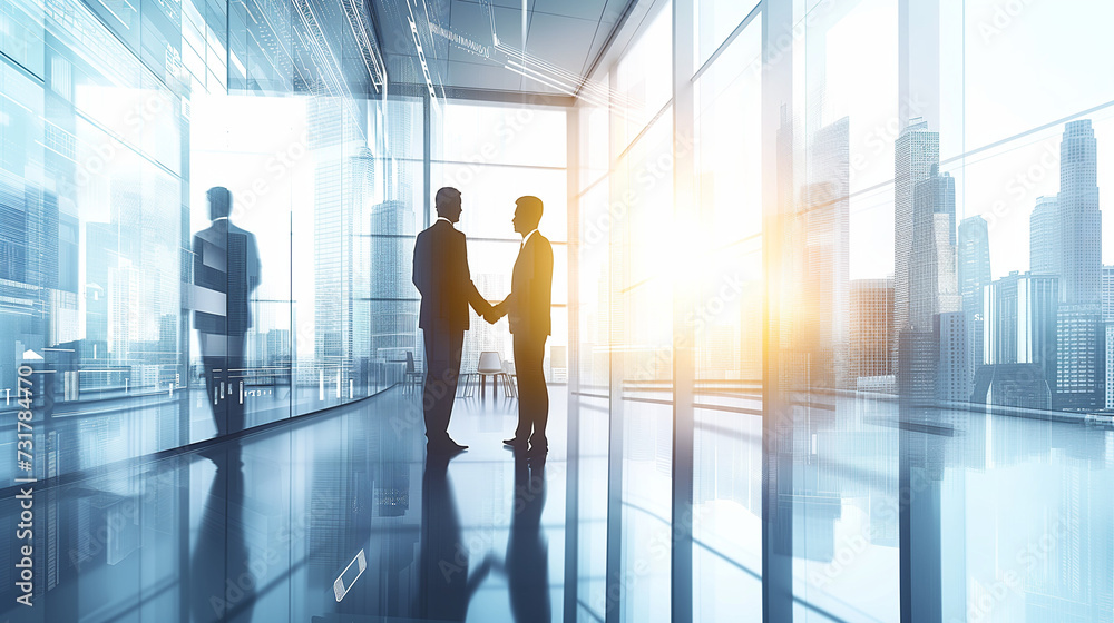 handshake of business people with skyscrapers background and finance and marketing business conclusion handshake of business people with skyscrapers background and finance and marketing business conclusion